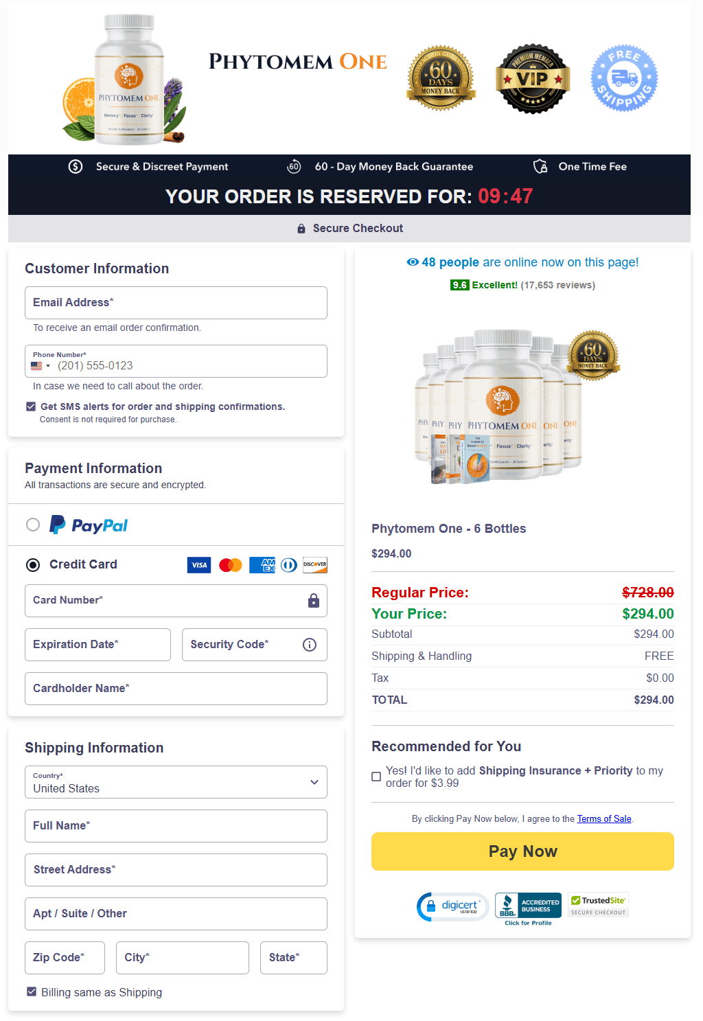 secure checkout page